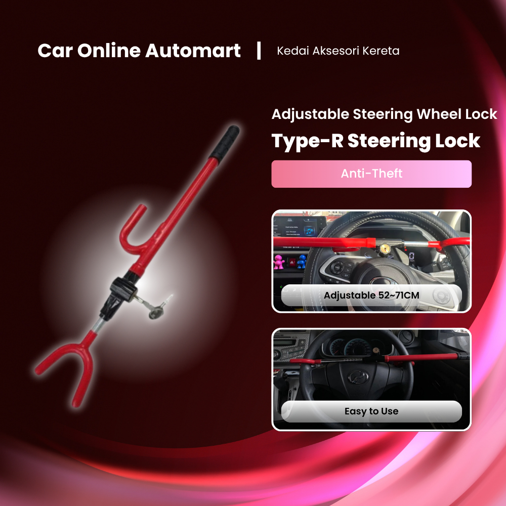 Universal Adjustable Car Steering Anti-Thief Wheel Lock Type R R-22 (2 ...