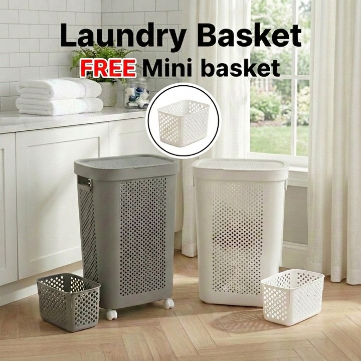 Abbaware Laundry Basket FREE Mini Basket/ Bakul Dobi Beroda / Bakul ...