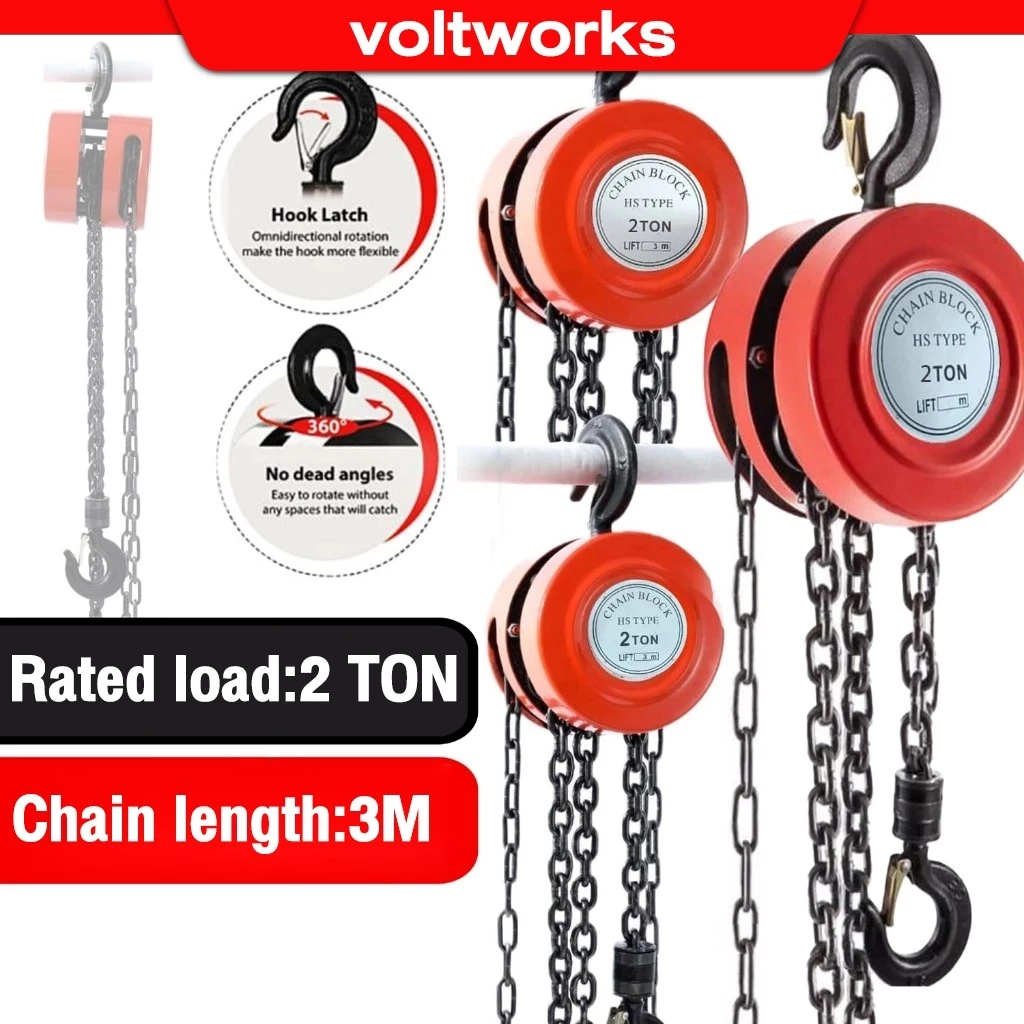 1 Ton Industrial Heavy Duty Chain Block red Lifting 3 Meter Chain Hoist ...