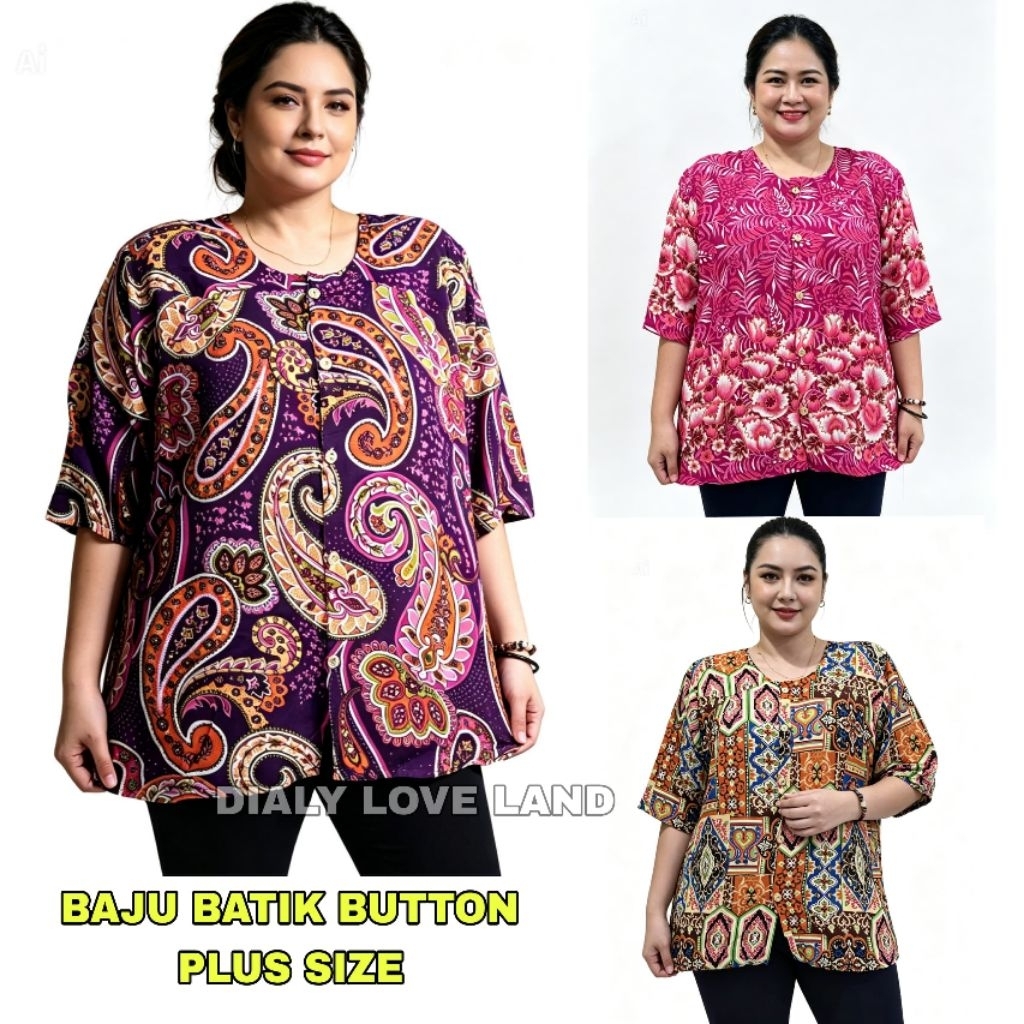 Baju Batik Butang Mum Plus Size Women Lady Half Sleeve Perempuan ...