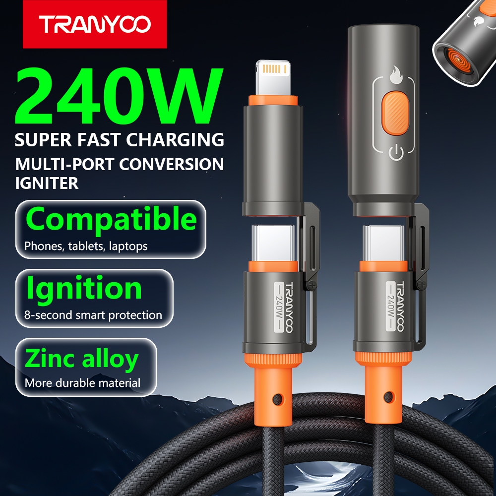 TRANYOO 240W Fast Charging Cable with Car Lighter Igniter Windproof ...