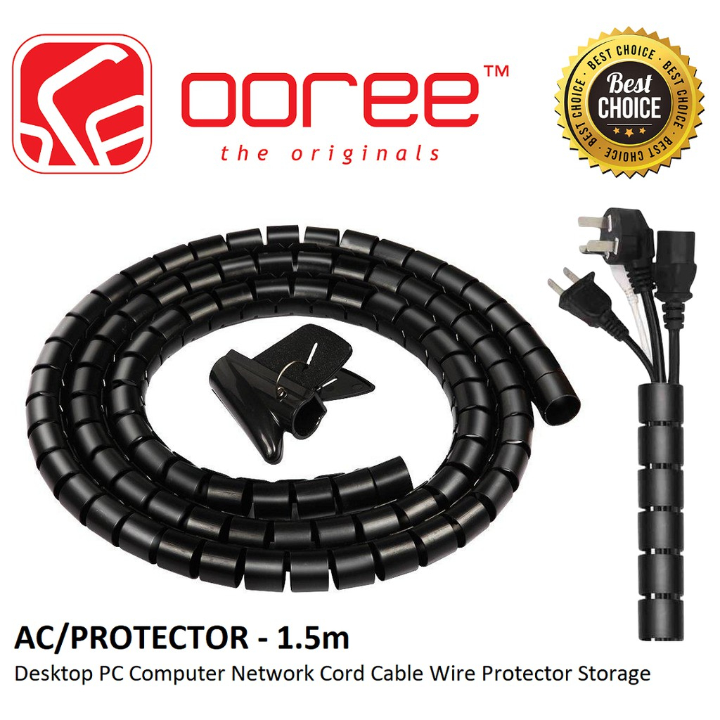 [1.5M / 3M] 28MM DESKTOP PC COMPUTER NETWORK CORD CABLE PROTECTOR ...