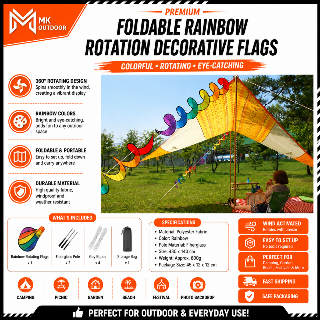 Foldable Rainbow Rotation Decorative Flags Spiral Windmill Wind Spinner ...