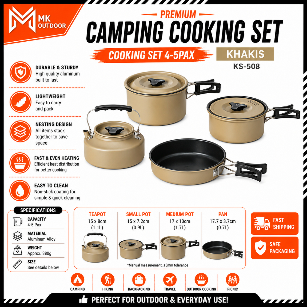 Set Memasak Camping Cooking Set Cookware Utensil Outdoor Cooking Teapot ...