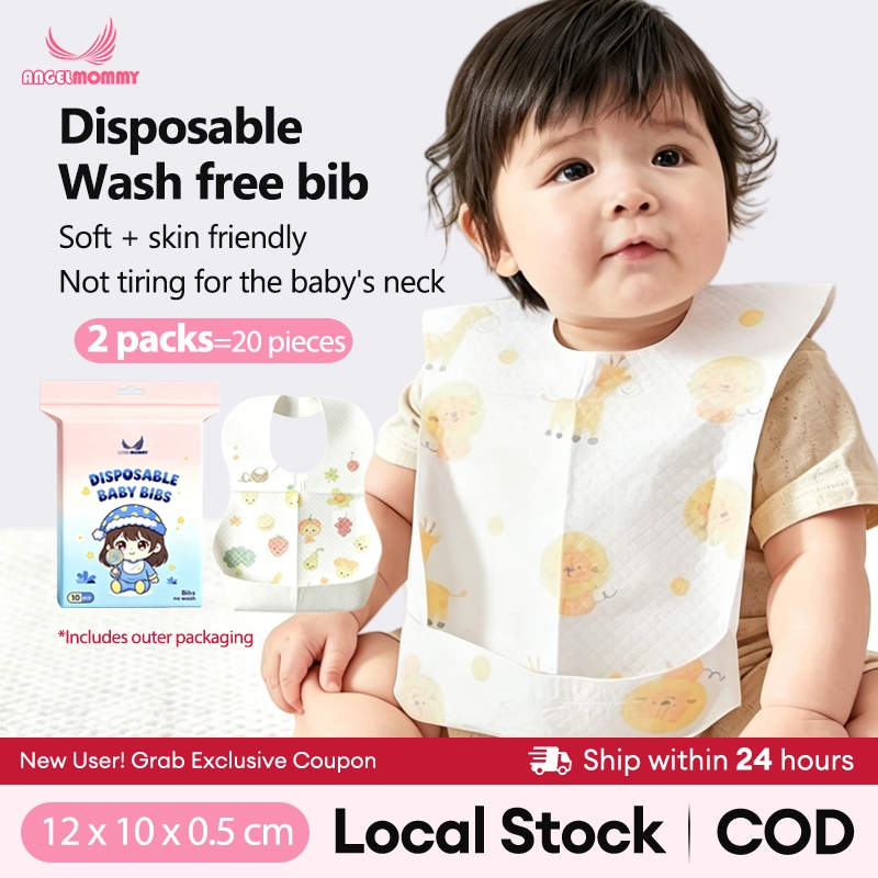 2Packs Bibs Baby Feeding Disposable Bib Waterproof Individual Packing ...