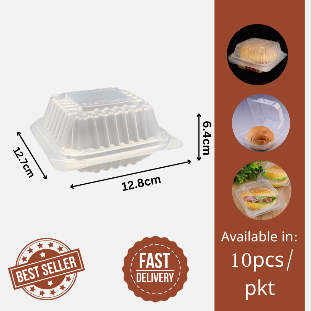 [READY STOCK] Toli TPI-50 Burger Box/ Disposable Plastic Food Box ...