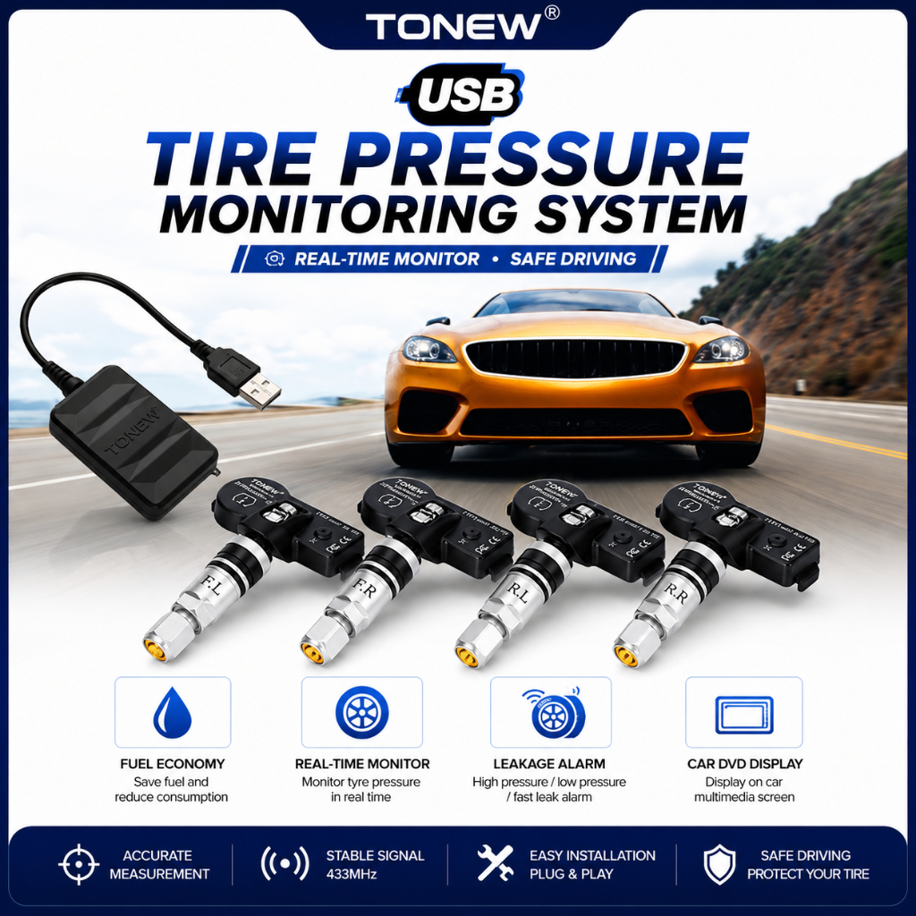 [Add-on Deal/Spare Tyre Included] USB TPMS 4 Sensor Tire Pressure ...