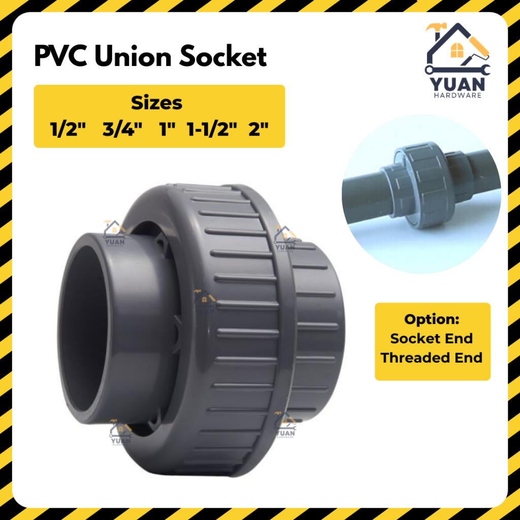 PVC Union Coupling Socket End Threaded End Connector Water Pipe ...
