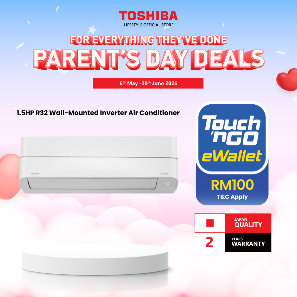 Toshiba R32 Wall-Mounted Inverter 1.0HP / 1.5HP Air Conditioner Air Con / Penghawa Dingin /Fast Cooling/Air Purification