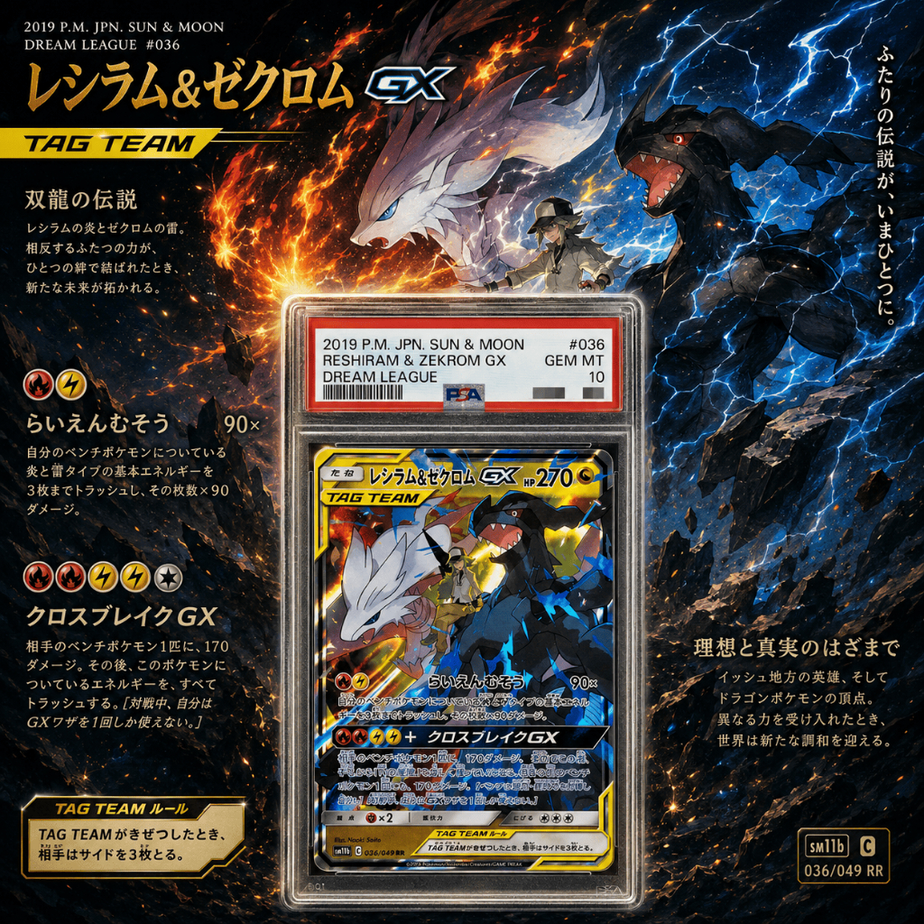 PSA 10 Reshiram & Zekrom GX RR 036/049 [SM11b] Dream League
