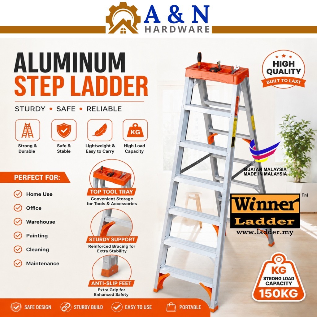 Winner Brand 4-Step / 5-Step / 6-Step Heavy Duty Aluminium Double Sided ...