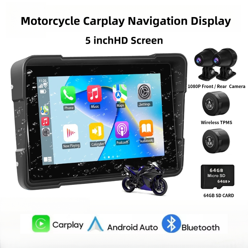 5-inch Motorcycle Navigator Wireless Wifi Motor Android CarPlay IPx7 ...