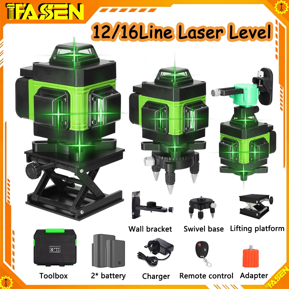12/16 Line Adjustable Laser Level Self-Leveling 360° Rotary Indoor ...