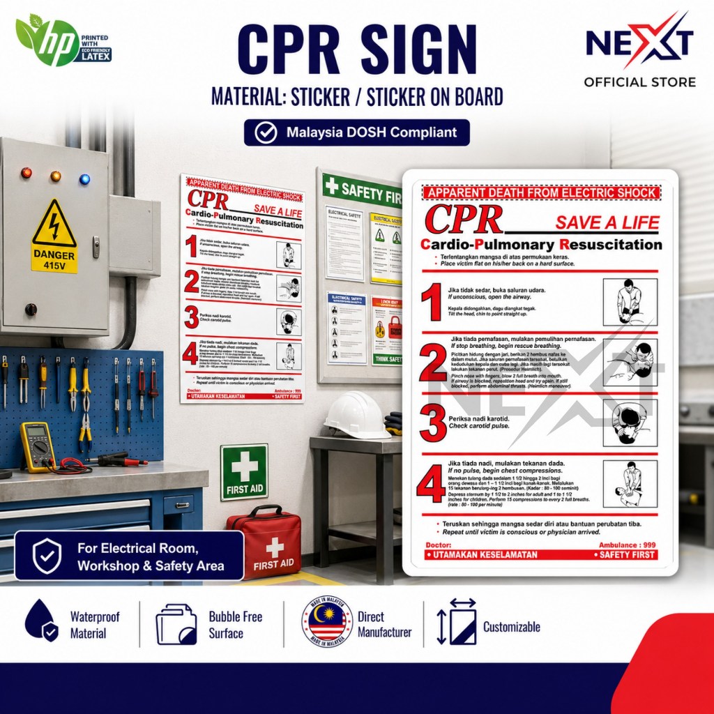 CPR Electric Shock Chart Sign | Sticker on Board | Shopee Malaysia