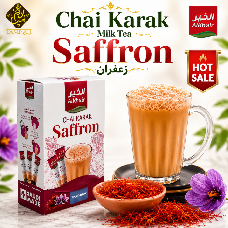 Milk Tea / Al Khair Chai Karak Saffron / Saffron Milk Tea / 12 Sachets ...