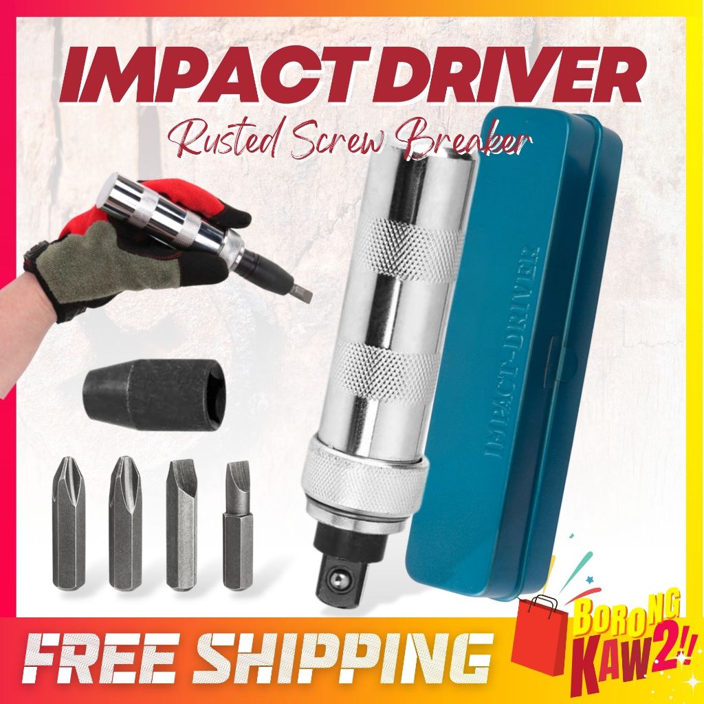 BKK 2500 Impact Driver Screwdriver with 4 Bits Loose Rust Screw Pemutar ...