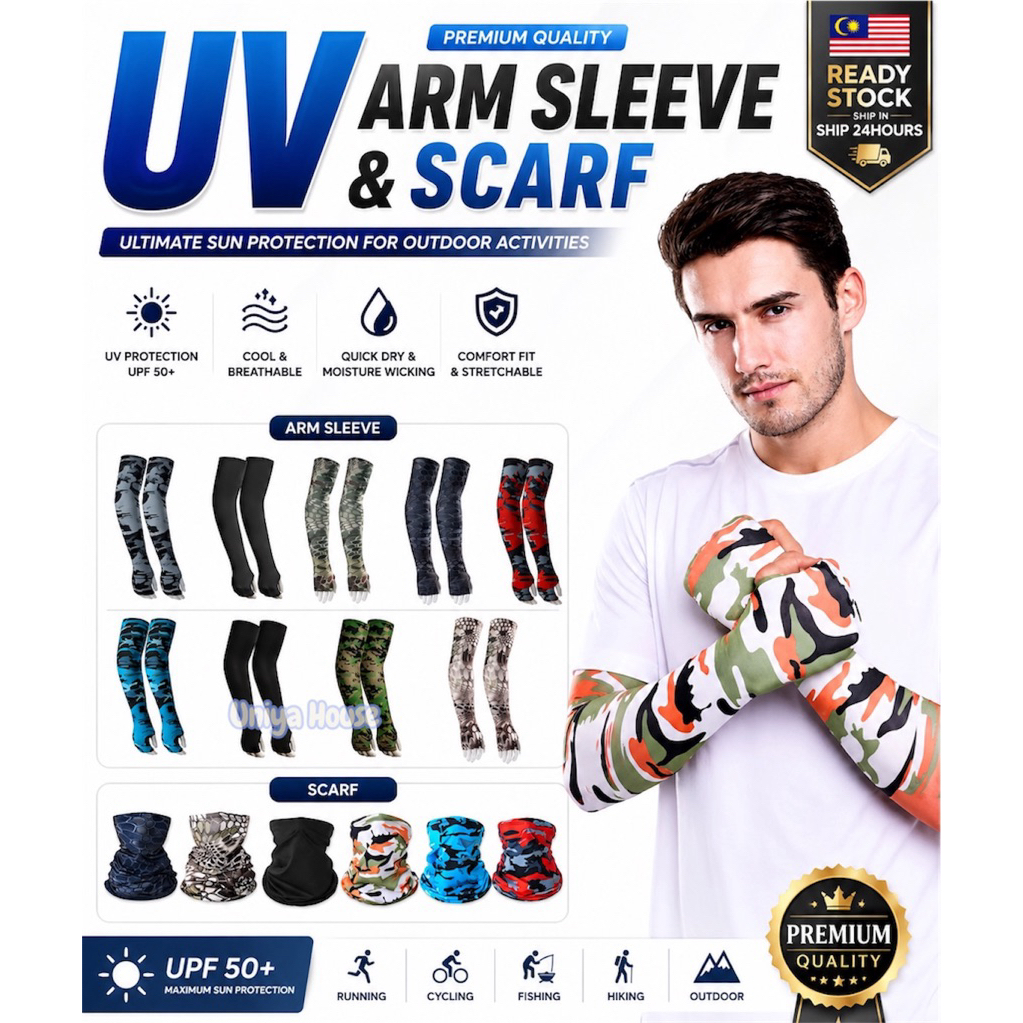 Rider Mask Ice Fabric Arm Sleeves Mask UV Protection Bandana Scarf Anti ...