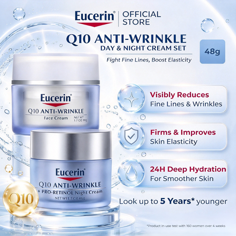 Eucerin Q10 Anti-Wrinkle Face Moisturizer 48g + PRO RETINOL Night ...