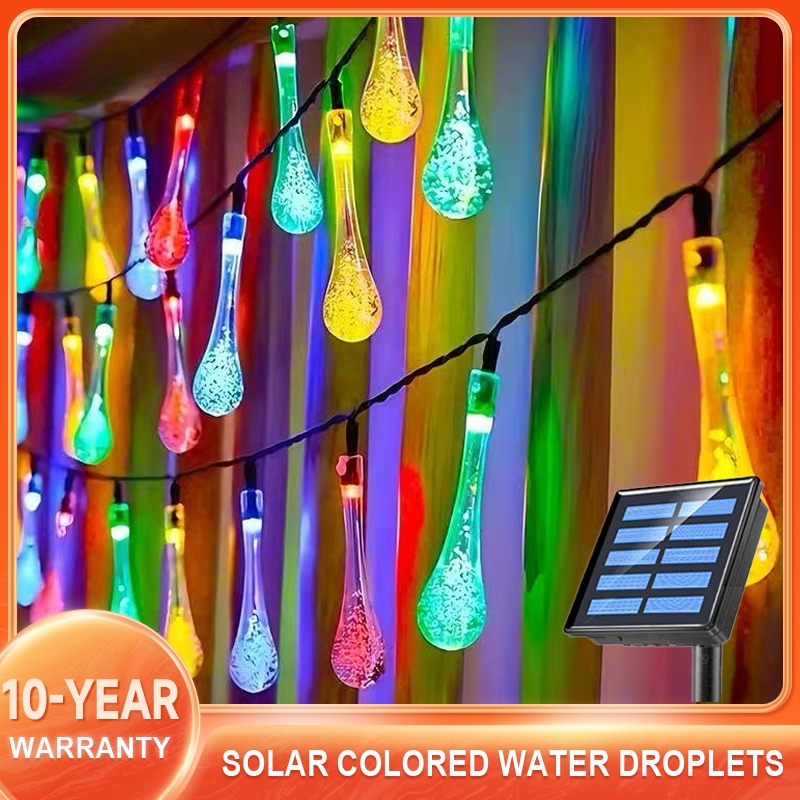 ORIOR 50/100 BuIbs Solar Water Drop String Lights Christmas Lights ...
