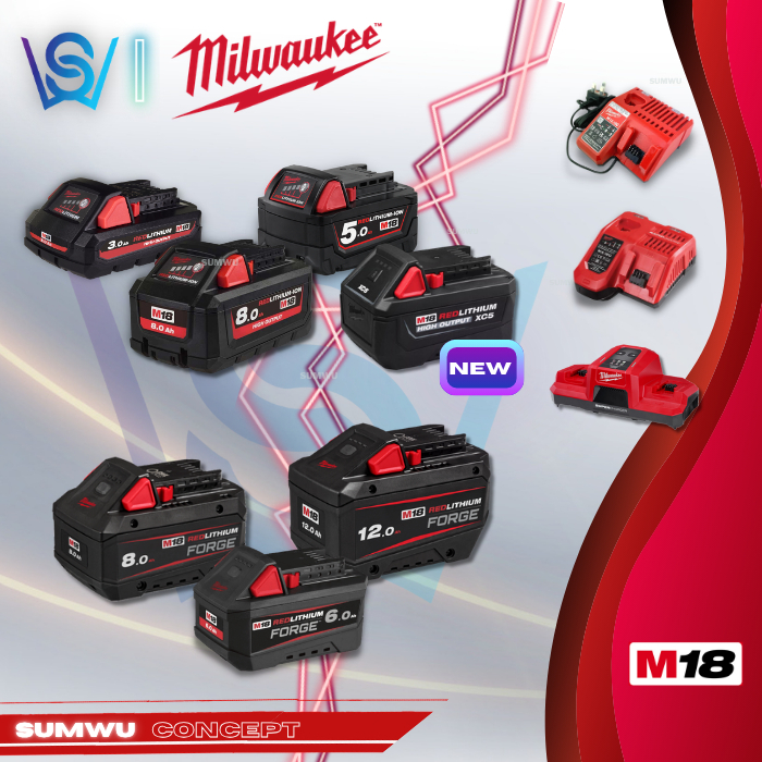 MILWAUKEE M18 Batteries & Chargers (3.0Ah/ 5.0Ah/ 6.0Ah/ 8.0Ah / 12.0Ah ...