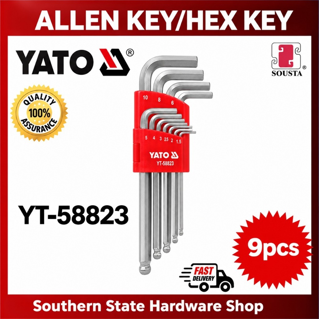 YATO LONG HEX KEY WITH BALL SET YT-58823 9pcs ALLEN KEY | Shopee Malaysia