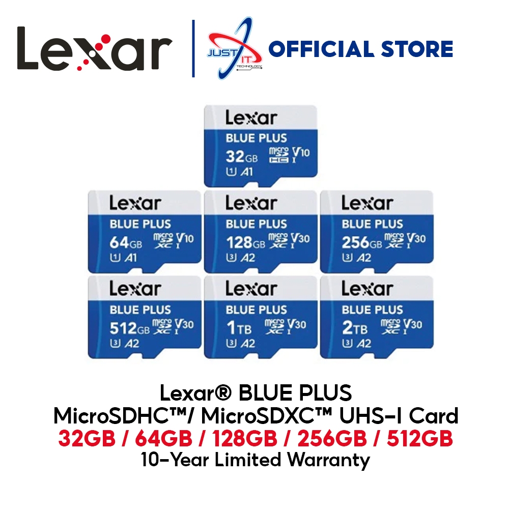 LEXAR BLUE PLUS MICROSDHC / MICROSDXC UHS-I MICRO SD CARD - 32GB / 64GB ...
