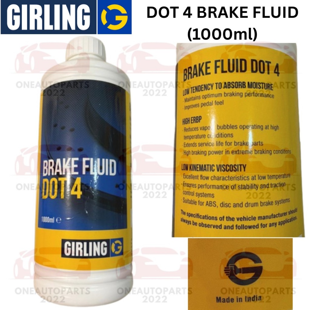 GIRLING DOT 4 BRAKE FLUID 1000ml LOW KINEMATIC VISCOSITY, HIGH ERBP ...