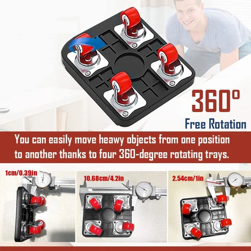 5PCS 1200 lbs Heavy Duty Furniture Movers 360° Rotating Wheels Easy ...