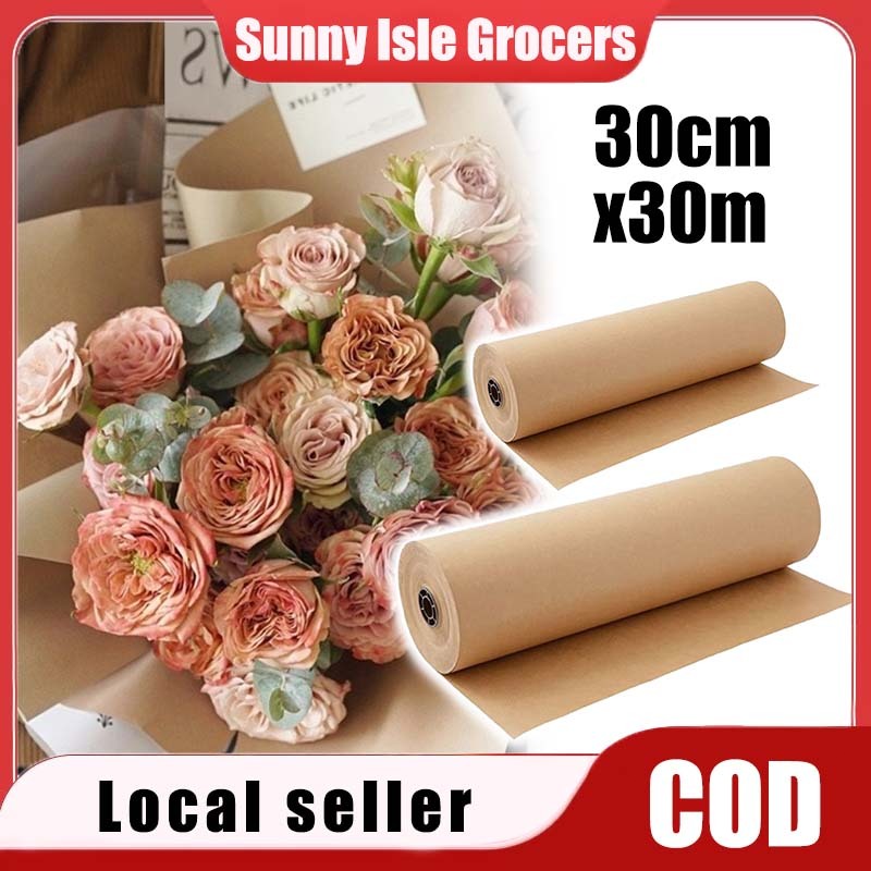 30M Brown Kraft Paper Roll - Kertas Pembungkus Hadiah Eco-Friendly ...
