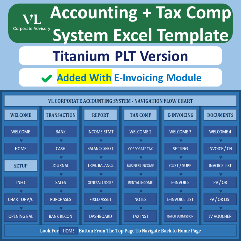 VL Accounting + Tax Computation System Excel Template Full Set Accounts ...