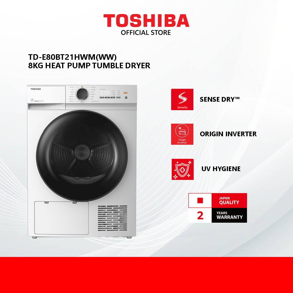 Toshiba TD-E80BT21HWM(WW) 8.0KG Heat Pump Tumble Dryer / Dryer Machine / Clothes Dryer/ pengering/ 烘干机