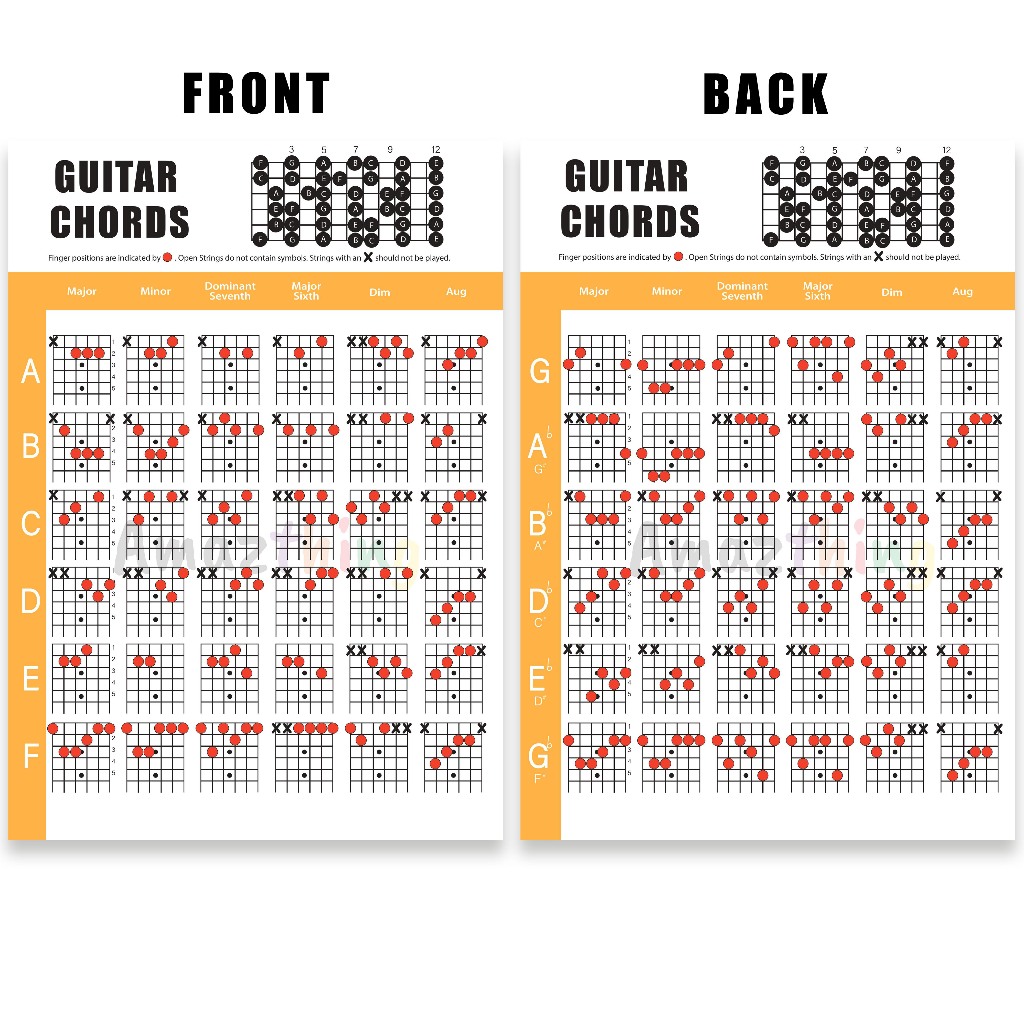 Amazthing Carta Chord Gitar | Laminated Guitar Chords Chart (30cm x ...