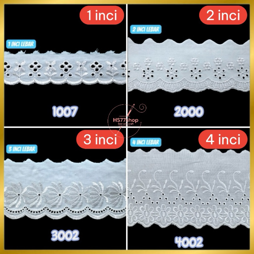 [ 1 meter ] Renda kain 1” 2” 3” dan 4”/ tc lace/renda telekung/ renda ...