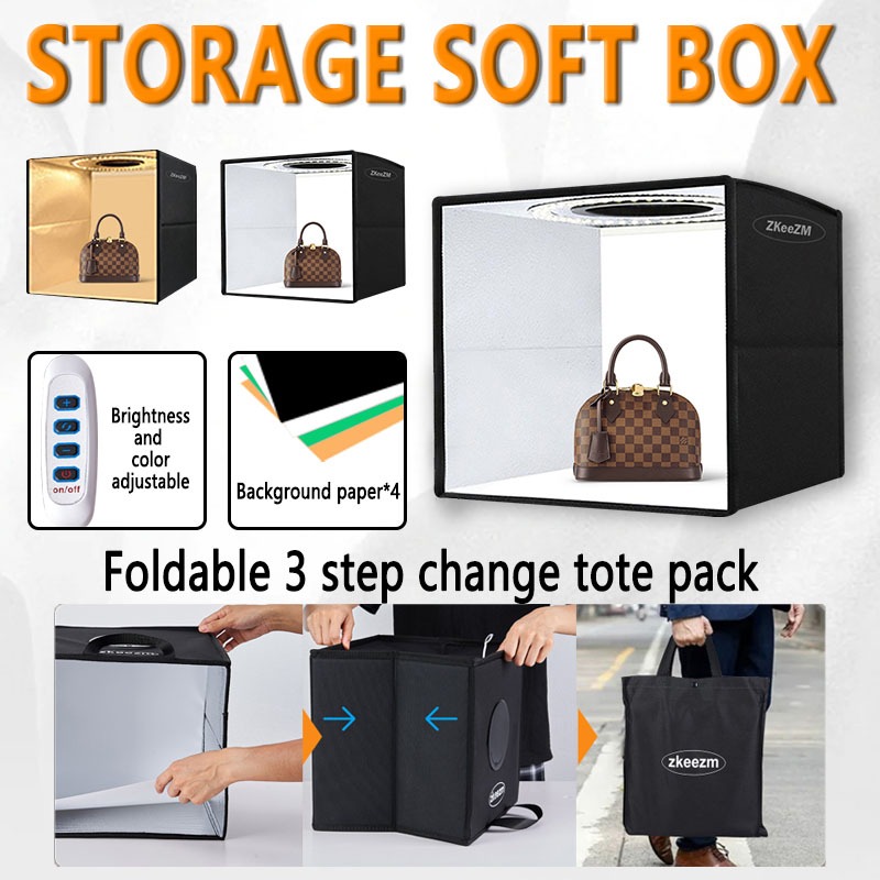 ZKeezm 40CM Light box 120LED Photography Box Portable Foldable Studio ...
