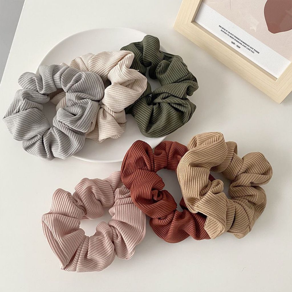 Getah Rambut Wanita Gaya Korea Warna Morandi, Scrunchie Knitted Ringkas ...