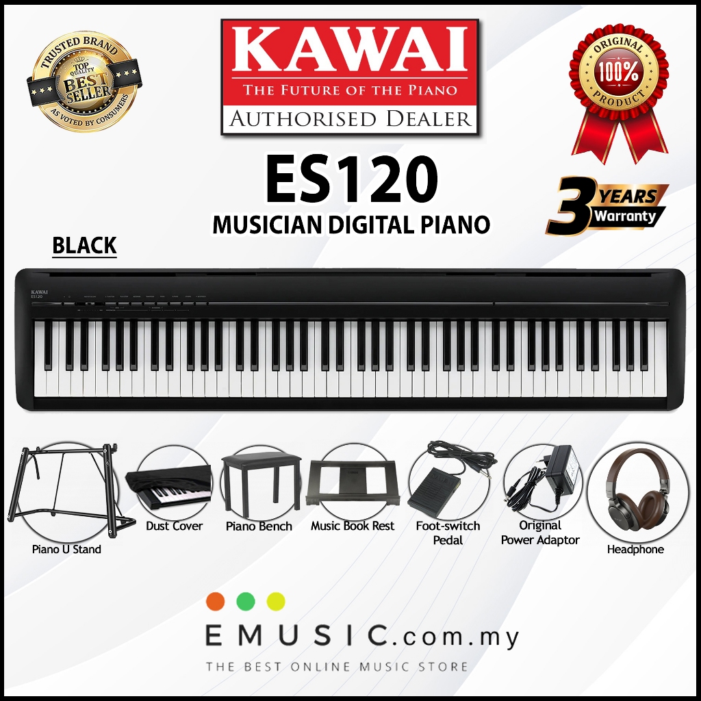 Kawai ES120 88-key Digital Piano Home Portable Electric Piano Keyboard ...