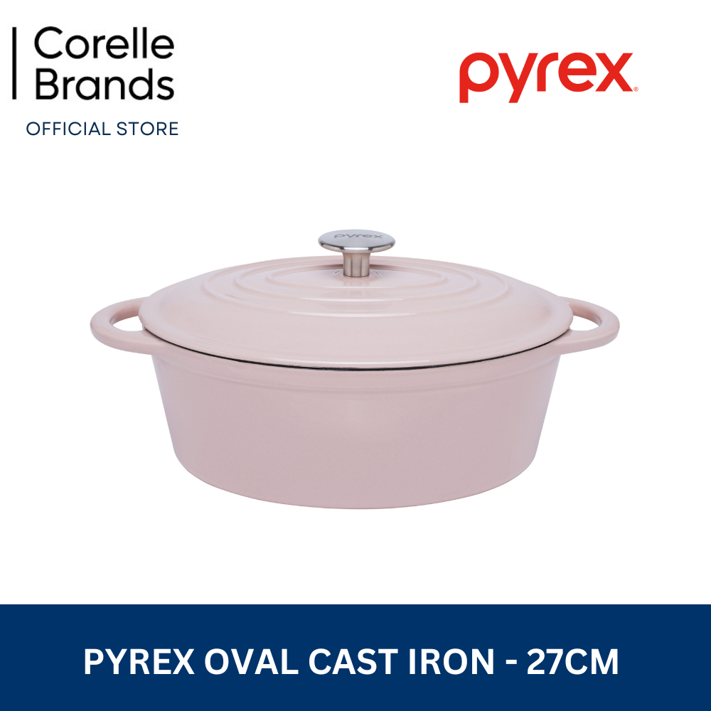 PYREX Oval Cast Iron Pot - 27cm - PX-OCA27-PK/SG | Shopee Malaysia