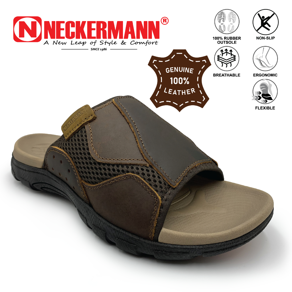 Neckermann Men's Wayfarer Classic Comfort Slide Sandals in Genuine Oil ...