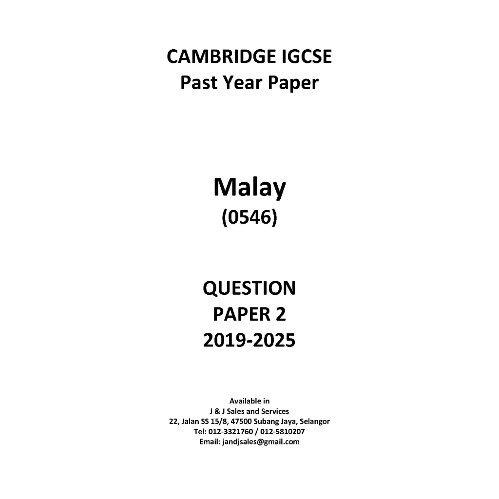 IGCSE Malay (0546) Past Year Paper 2019-2025 | Shopee Malaysia
