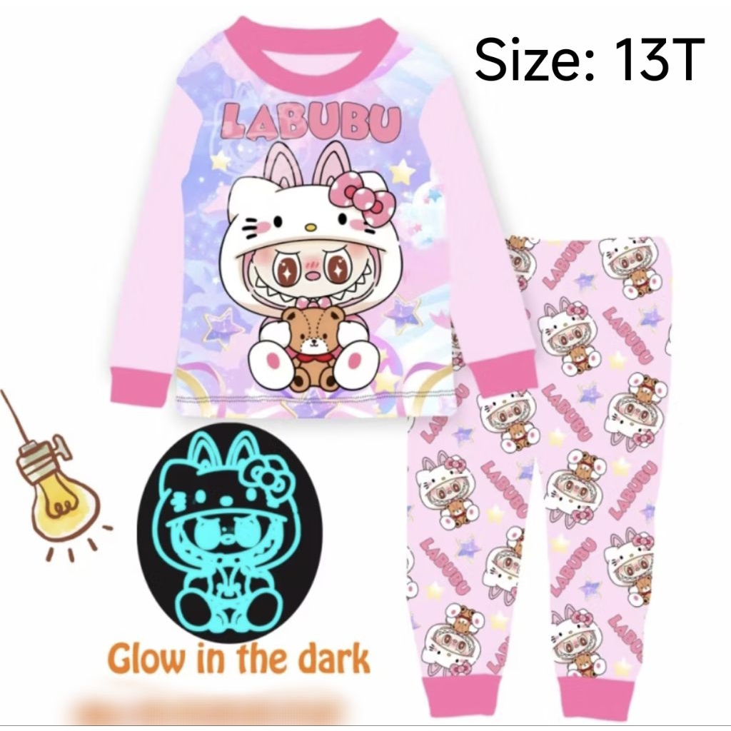 Cuddleme Labubu Pyjamas pink 儿童睡衣裤 13T | Shopee Malaysia