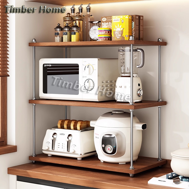 Timber home Rak Dapur 3/4/5 tier rak rempah ratus dapur kitchen shelf ...