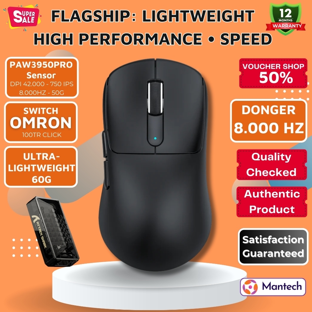 Attack Shark V5MAX Wireless Gaming Mouse – 53g, PAW3950MAX 42000DPI ...
