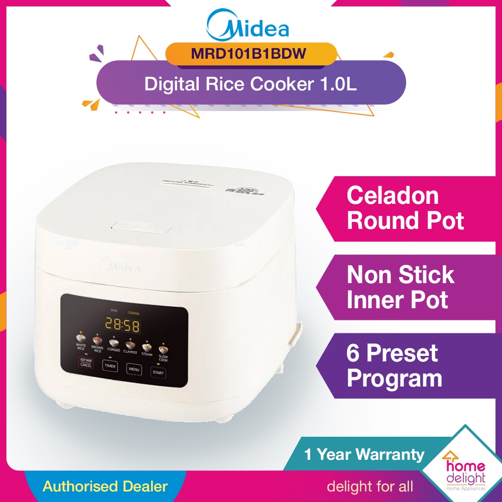Midea Digital Rice Cooker 1.0L Celadon Pot MRD101B1BDW | Shopee Malaysia