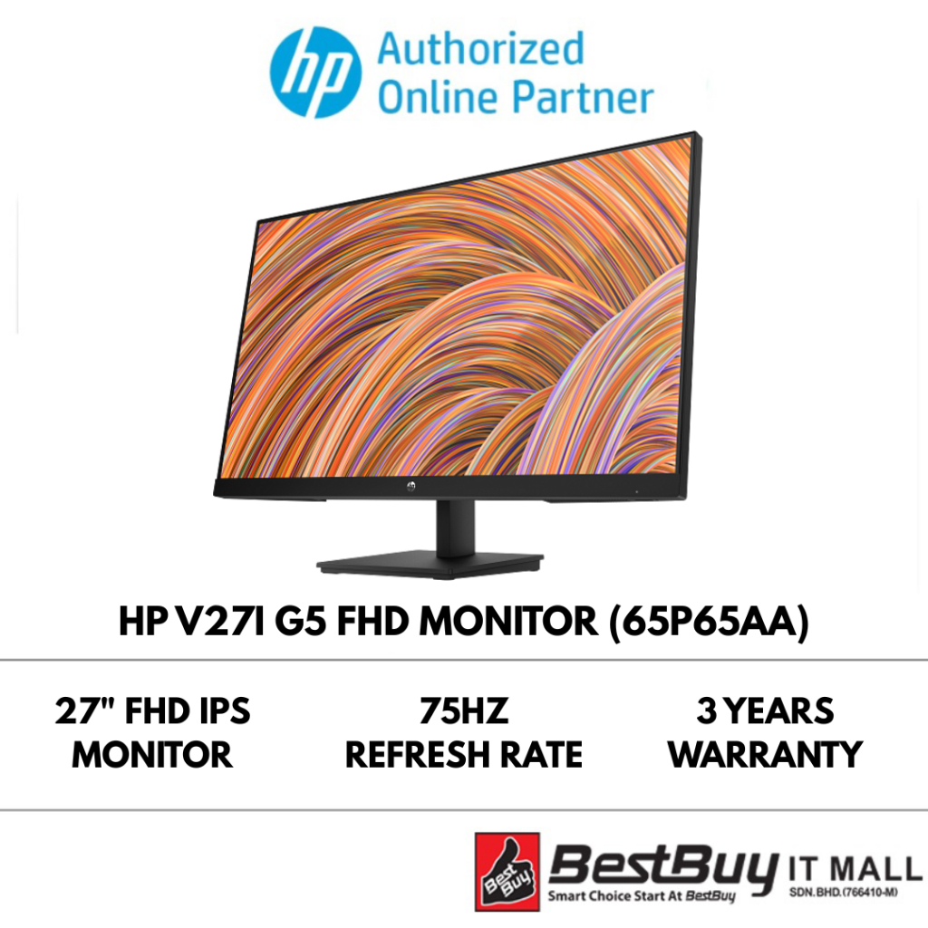 HP V27i G5 27-Inch Full HD Monitor (65P65AA), IPS Panel, 75Hz | Shopee ...