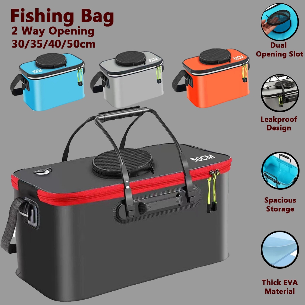 3H Baldi Memancing Folding Fishing Bucket Live Fish Bag Outdoor Tackle ...