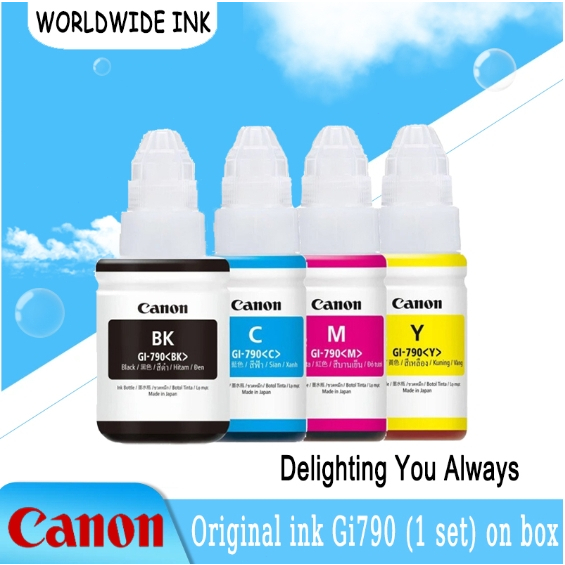 ORIGINAL CANON GI790 GI-790 BLACK CMY ORIGINAL REFILL INK G1000 G1010 ...