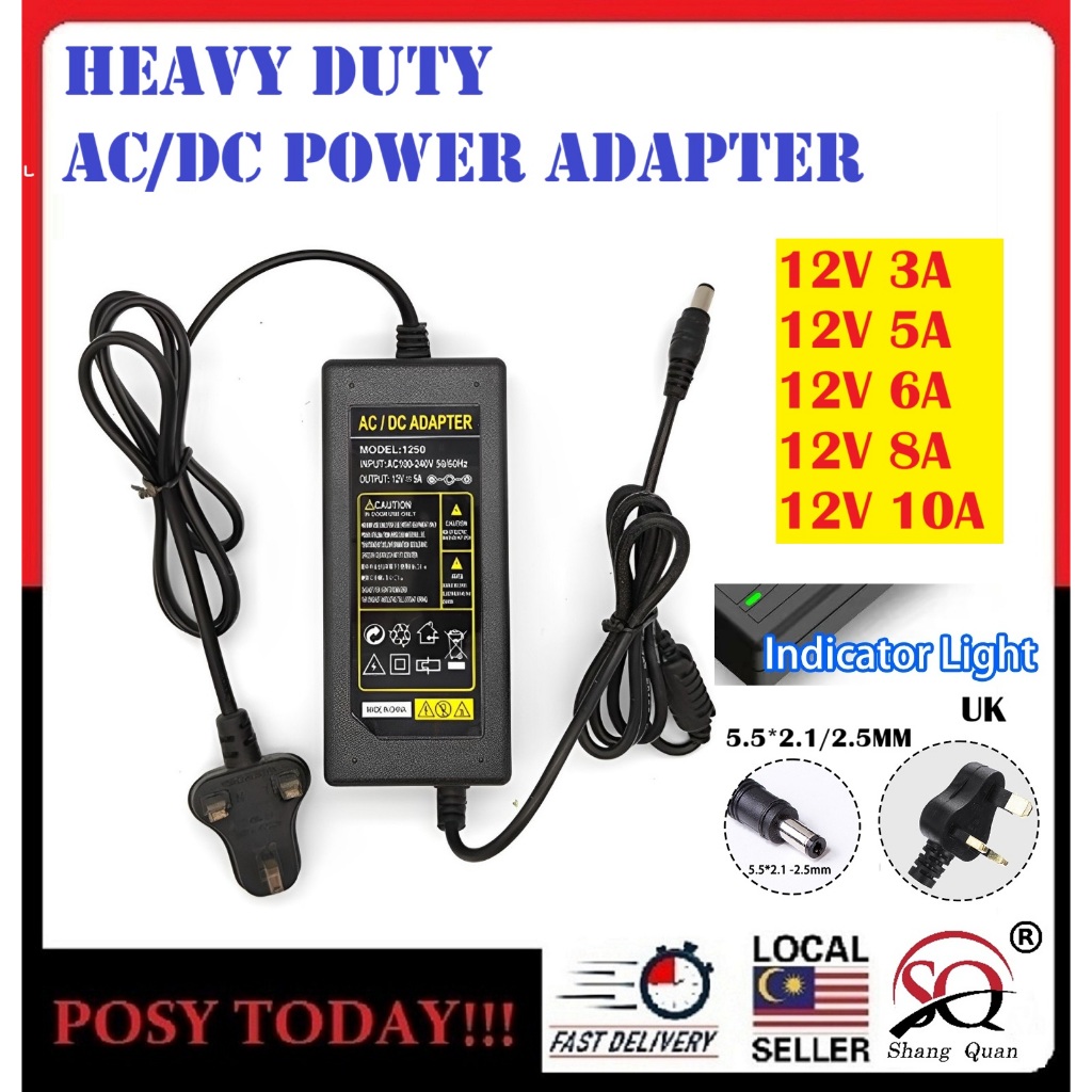AC TO DC Adapter UK AC 100V-240V to DC 12V 3A 5A 6A 8A 10A Transformers ...