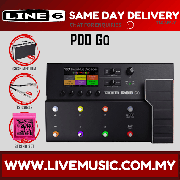 Line 6 POD Go Guitar Multi-effects Floor Processor with LMC Hard Case ...