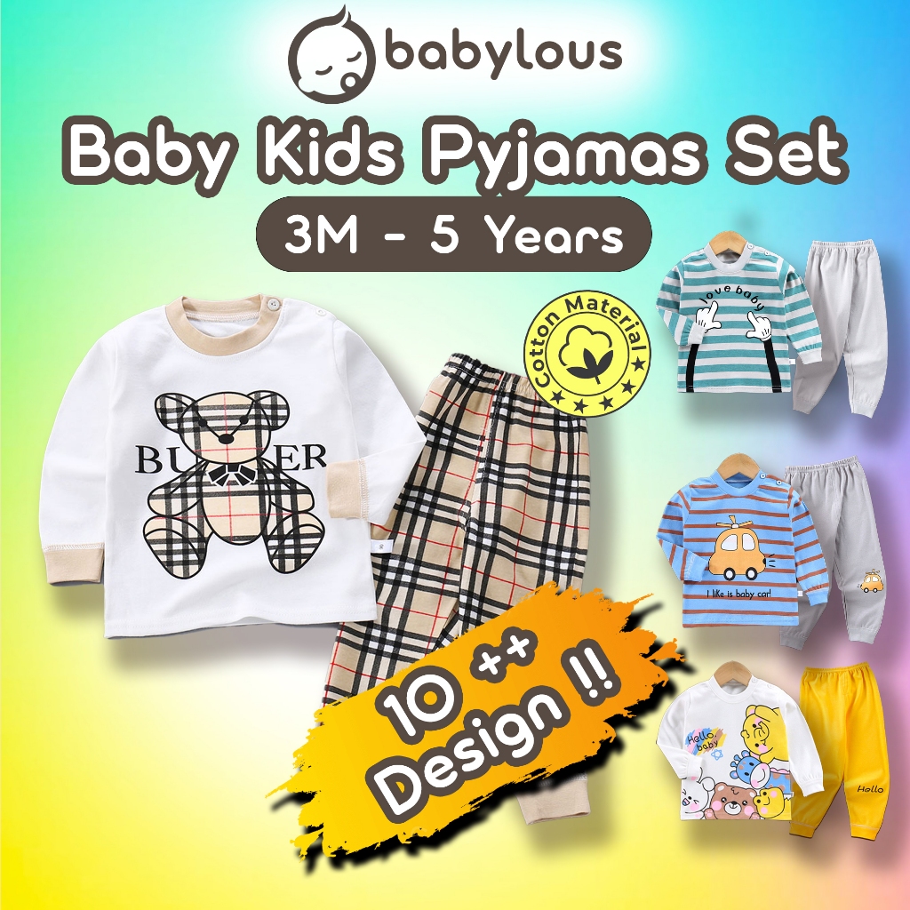 Babylous Kids Pyjamas Set Baju Tidur Bayi Budak Lelaki Perempuan Kids ...