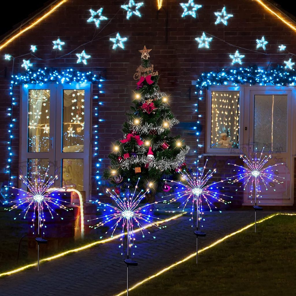 Solar Firework Lights Outdoor Waterproof DIY Shine String 300LED for ...